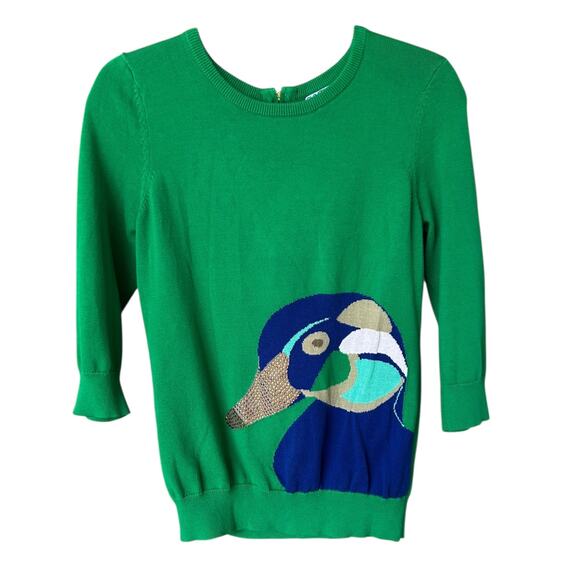 Cynthia Rowley Women's 3/4 Sleeve Sequined Wood Duck Sweater Size Medium - Picture 2 of 5